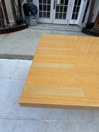 Jay Spectre DRAMATIC MONUMENTAL ART DECO REVIVAL INLAID LIGHT WOOD DINING TABLE