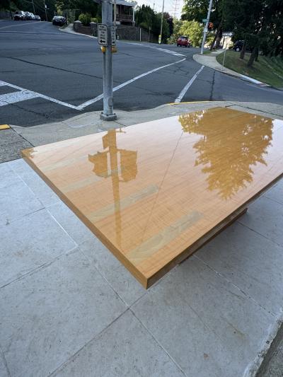 Jay Spectre DRAMATIC MONUMENTAL ART DECO REVIVAL INLAID LIGHT WOOD DINING TABLE