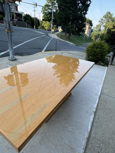 Jay Spectre DRAMATIC MONUMENTAL ART DECO REVIVAL INLAID LIGHT WOOD DINING TABLE