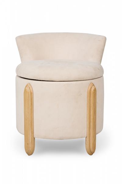 Jay Spectre Jay Spectre Mid Century American White Suede Upholstered Ottoman with Backrest