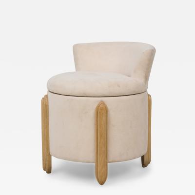 Jay Spectre Jay Spectre Mid Century American White Suede Upholstered Ottoman with Backrest