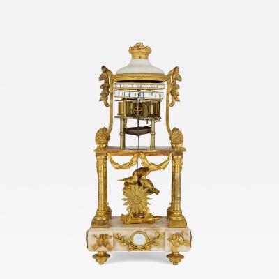 Jean Andre Lepaute 18th century Louis XVI ormolu and marble cercle tournant mantel clock by Lepaute