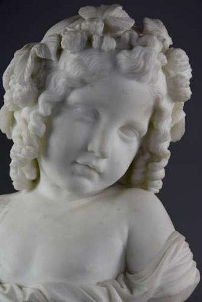 Jean Antoine Houdon Fine quality carrara marble bust of a young girl signed Houdon