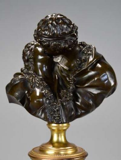 Jean Antoine Houdon Pair of miniature bronze figures of Le Baiser Donne Le Baiser Rendu 