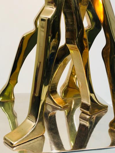 Jean Arp EXCEPTIONAL ABSTRACT POLISHED BRASS SCULPTURE ON SQUARE CHROME BASE