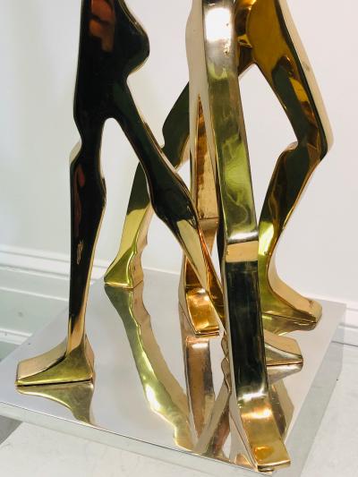Jean Arp EXCEPTIONAL ABSTRACT POLISHED BRASS SCULPTURE ON SQUARE CHROME BASE