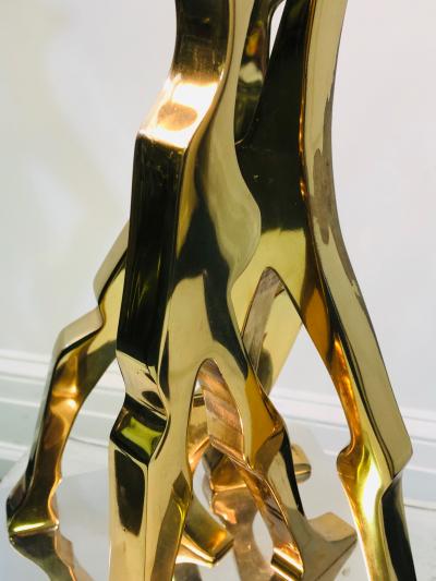 Jean Arp EXCEPTIONAL ABSTRACT POLISHED BRASS SCULPTURE ON SQUARE CHROME BASE