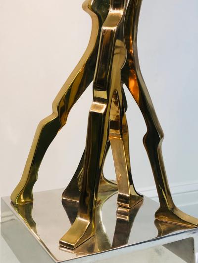 Jean Arp EXCEPTIONAL ABSTRACT POLISHED BRASS SCULPTURE ON SQUARE CHROME BASE