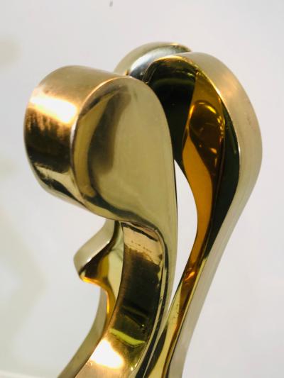 Jean Arp EXCEPTIONAL ABSTRACT POLISHED BRASS SCULPTURE ON SQUARE CHROME BASE