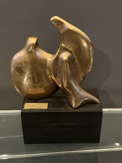 Jean Arp MODERNIST ABSTRACT TRIO OF BRASS BIRDS SCULPTURE SIGNED