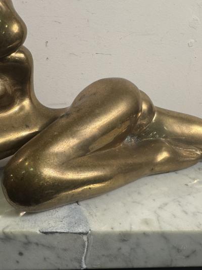 Jean Arp MODERNIST BRONZE RECLINING NUDE ON MARBLE BASE MANNER OF JEAN ARP