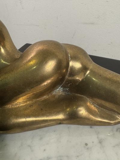 Jean Arp MODERNIST BRONZE RECLINING NUDE ON MARBLE BASE MANNER OF JEAN ARP