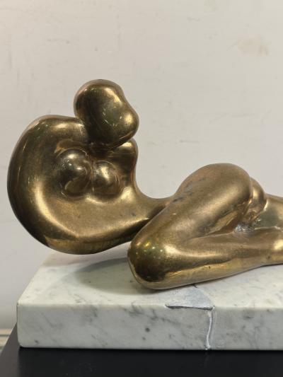 Jean Arp MODERNIST BRONZE RECLINING NUDE ON MARBLE BASE MANNER OF JEAN ARP