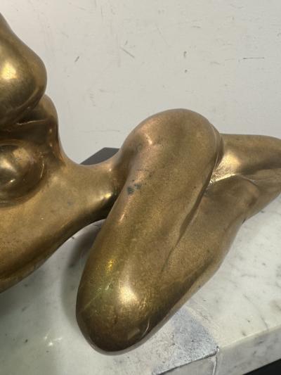 Jean Arp MODERNIST BRONZE RECLINING NUDE ON MARBLE BASE MANNER OF JEAN ARP