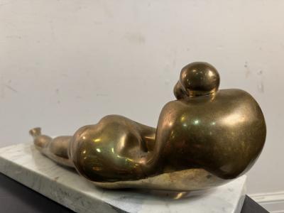 Jean Arp MODERNIST BRONZE RECLINING NUDE ON MARBLE BASE MANNER OF JEAN ARP