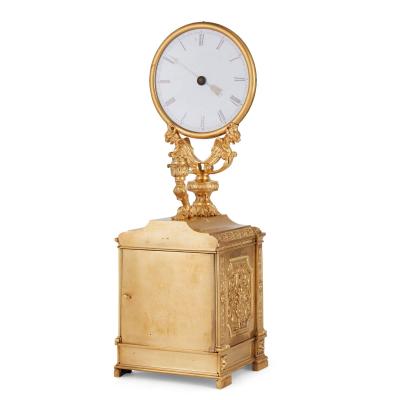Jean Auguste Robert Houdin Antique gilt brass and frosted glass mystery clock by Robert Houdin