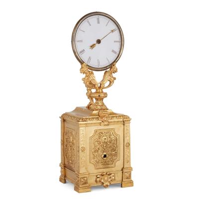 Jean Auguste Robert Houdin Antique gilt brass and frosted glass mystery clock by Robert Houdin
