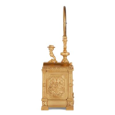 Jean Auguste Robert Houdin Antique gilt brass and frosted glass mystery clock by Robert Houdin