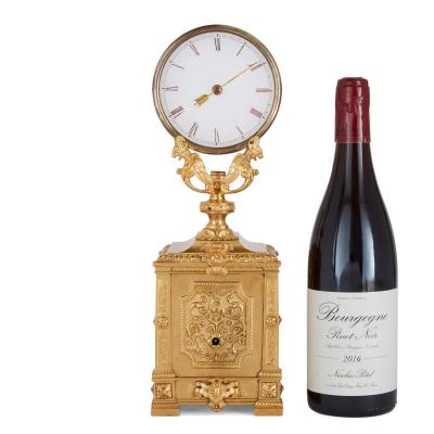 Jean Auguste Robert Houdin Antique gilt brass and frosted glass mystery clock by Robert Houdin