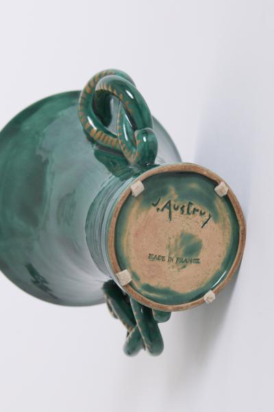 Jean Austruy Green Ceramic Vase