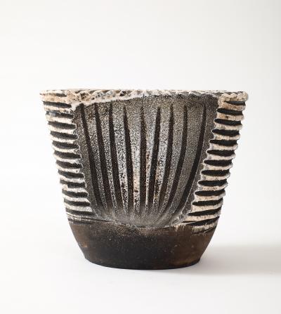 Jean Baptiste Bernard Delay Jean Besnard Brown White Stoneware Dish 1934 signed JB 