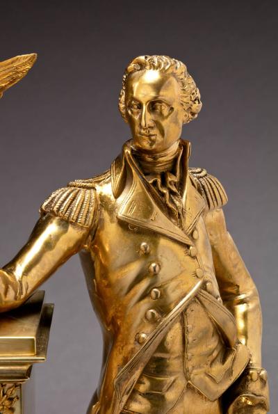 Jean Baptiste Dubuc Important Washington Bronze Mantel Clock