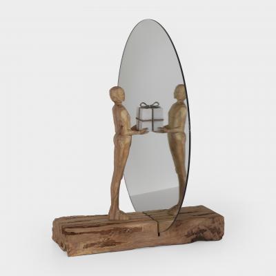 Jean Baptiste GIBUS Boutin OTHERNESS Original locust oak and mirror sculpture