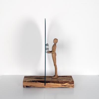 Jean Baptiste GIBUS Boutin OTHERNESS Original locust oak and mirror sculpture