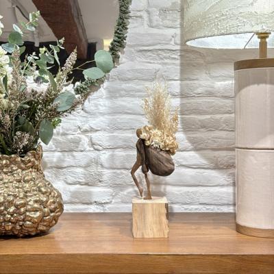 Jean Baptiste GIBUS Boutin THE GATHERER OF EPHEMERALS Original wood and dry flowers sculpture