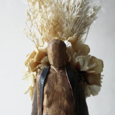 Jean Baptiste GIBUS Boutin THE GATHERER OF EPHEMERALS Original wood and dry flowers sculpture