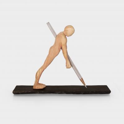 Jean Baptiste GIBUS Boutin THE LEGEND Original linden oak and ebony wood sculpture