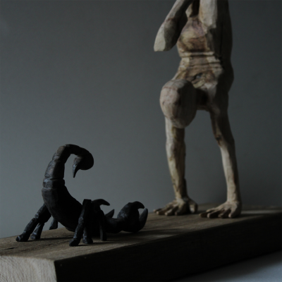 Jean Baptiste GIBUS Boutin WHAT LIF OWES TO DEATH Original oak and ebony sculpture