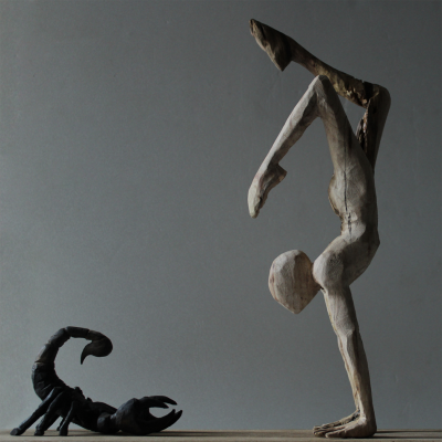 Jean Baptiste GIBUS Boutin WHAT LIF OWES TO DEATH Original oak and ebony sculpture