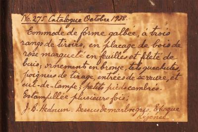 Jean Baptiste Hedouin Signed JB Hedouin Paris R gence Bronze Mounted Rosewood Tombeau Commode