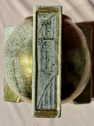 Jean Baptiste Quoizet Architectural French Art Deco Ceramic Vase by Quoizet Art Deco Collection