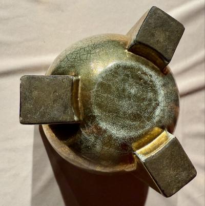 Jean Baptiste Quoizet Architectural French Art Deco Ceramic Vase by Quoizet Art Deco Collection