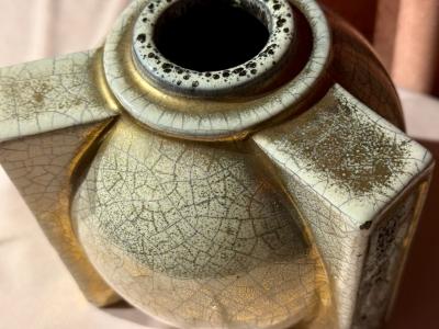 Jean Baptiste Quoizet Architectural French Art Deco Ceramic Vase by Quoizet Art Deco Collection