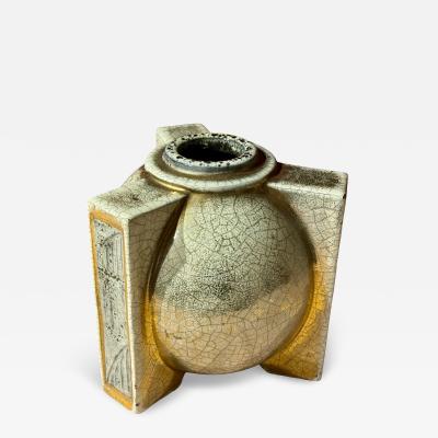 Jean Baptiste Quoizet Architectural French Art Deco Ceramic Vase by Quoizet Art Deco Collection