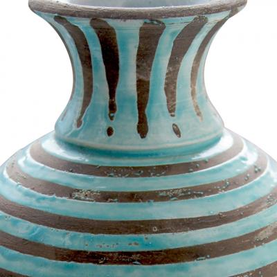 Jean Besnard Fine Modernist Vase with Dimensional Pale Aqua Stripes by Jean Besnarsd