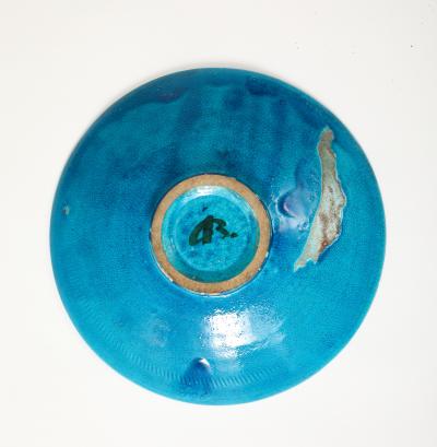 Jean Besnard Jean Besnard Turquoise Ceramic Low Dish Bowl France 1930 s