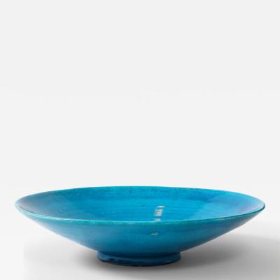 Jean Besnard Jean Besnard Turquoise Ceramic Low Dish Bowl France 1930 s