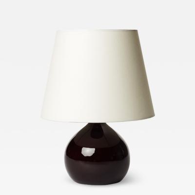 Jean Besnard Petite table lamp with thick gloss dark aubergine glaze by Jean Besnard