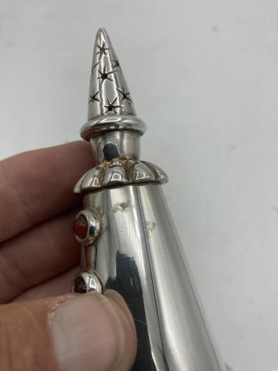 Jean Boggio 1980s Silver plated Salt and pepper clowns designed by Jean Boggio