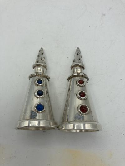 Jean Boggio 1980s Silver plated Salt and pepper clowns designed by Jean Boggio