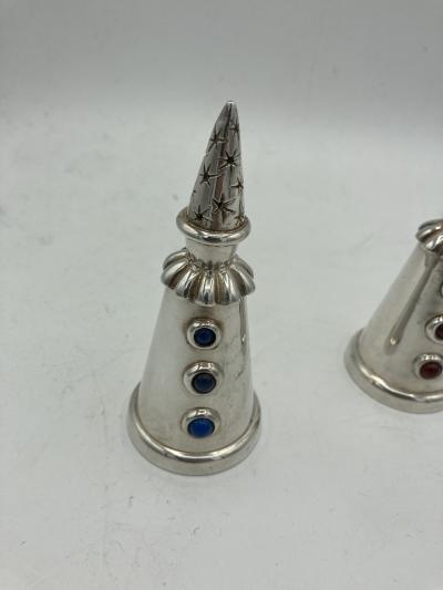 Jean Boggio 1980s Silver plated Salt and pepper clowns designed by Jean Boggio