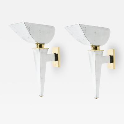 Jean Boris Lacroix 1930s Brass Torch sconces by Jean Boris Lacroix