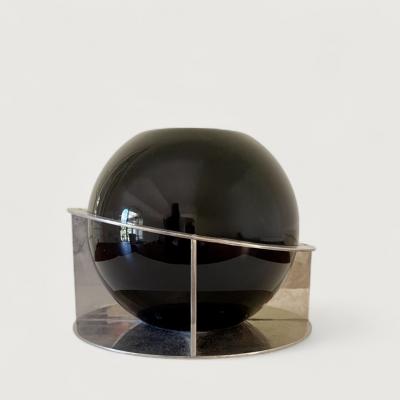 Jean Boris Lacroix Jean Boris Lacroix Modernist Black Opaline and Nickel Vase circa 1930