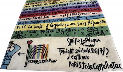 Jean Charles Castelbajac Stripe dialogue rug by J C de Castelbajac Ed Tai Ping France circa 1990