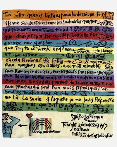 Jean Charles Castelbajac Stripe dialogue rug by J C de Castelbajac Ed Tai Ping France circa 1990