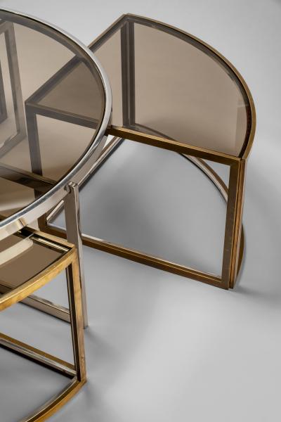 Jean Charles Circular low table in brass and glass by Jean Charles France 1970s